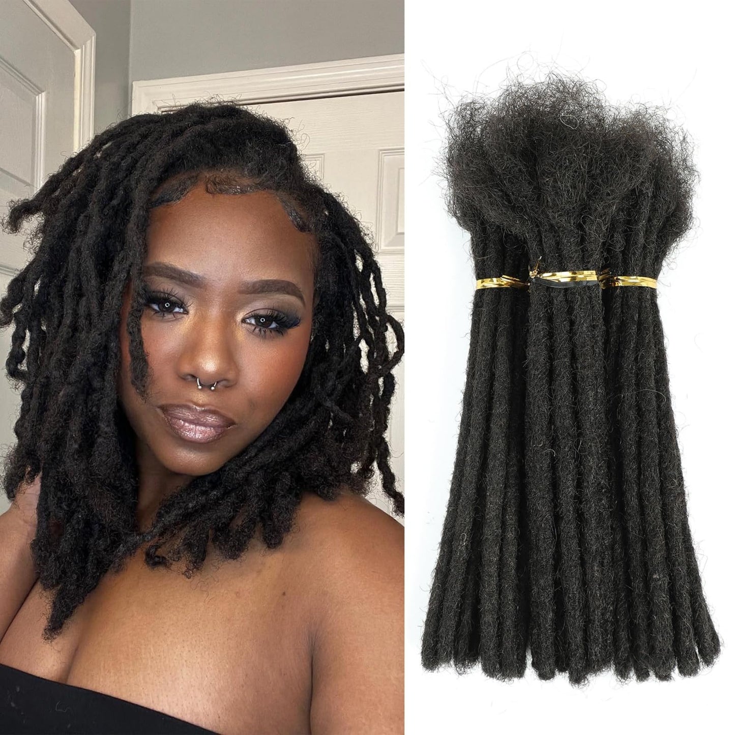 12 Inch Loc Extensions Human Hair 0.6CM Width Dreadlock Extensions for Blck Men/Women Can Be Dyed Bleached Curled Full Handmade Permanent (12 Inch-30Strands,1B)