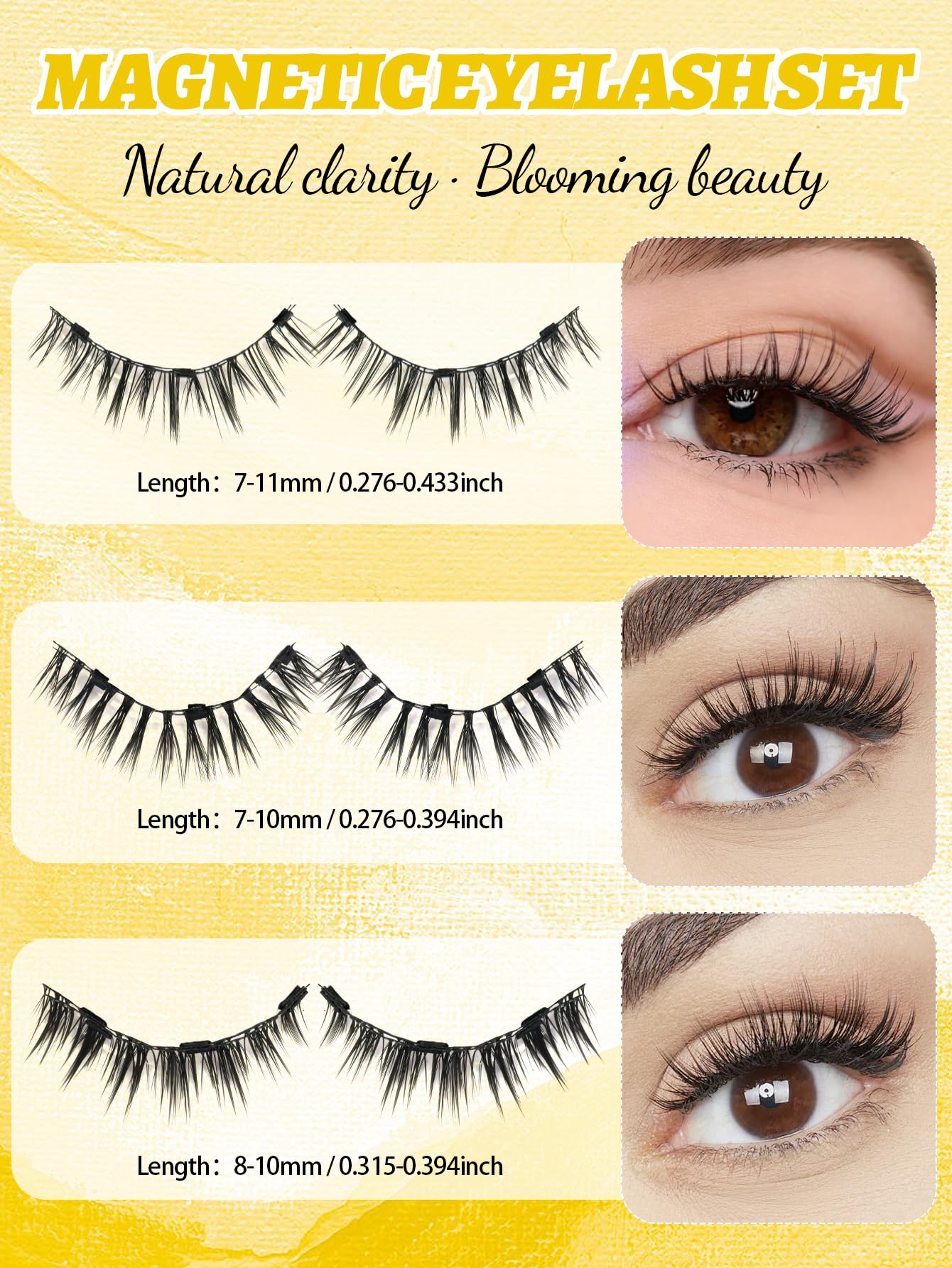 Elara Craft Magnetic Eyelashes with Applicator,Reusable Magnetic Lashes without Eyeliner, Glue-free False Lashes, Waterproof, Lightweight(Simple)