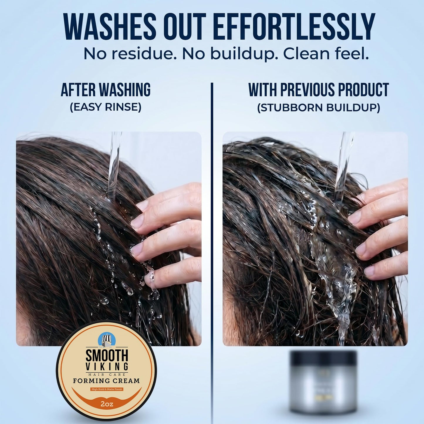 Smooth Viking Forming Cream - High Hold Styling Cream for Matte Finish, Men's Hair Products, Hair Paste for Short, Curly and Long Hair, Made in USA, 2oz