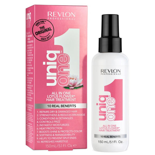 REVLON PROFESSIONAL UniqOne 10-in-1 Hair Treatment, Frizz Control, Heat Protection, Repair for Dry Damaged Hair, All Hair Types, Vegan, Lotus Flower, 5.1 fl oz