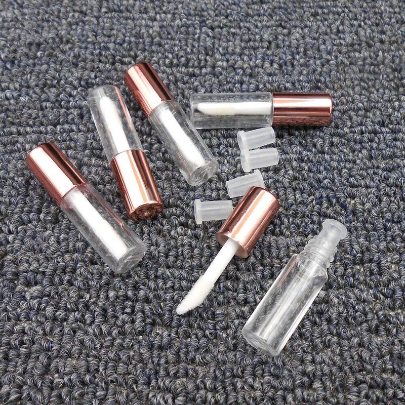 LTKJ 25 Pack 1.2 mL Pretty Empty Lip Gloss Tubes Containers, Clear Mini Refillable Lip Balm Bottles with Rubber Inserts and 3pcs Transfer Pipettes for Lip Samples Travel DIY Makeup (Rose Golden)