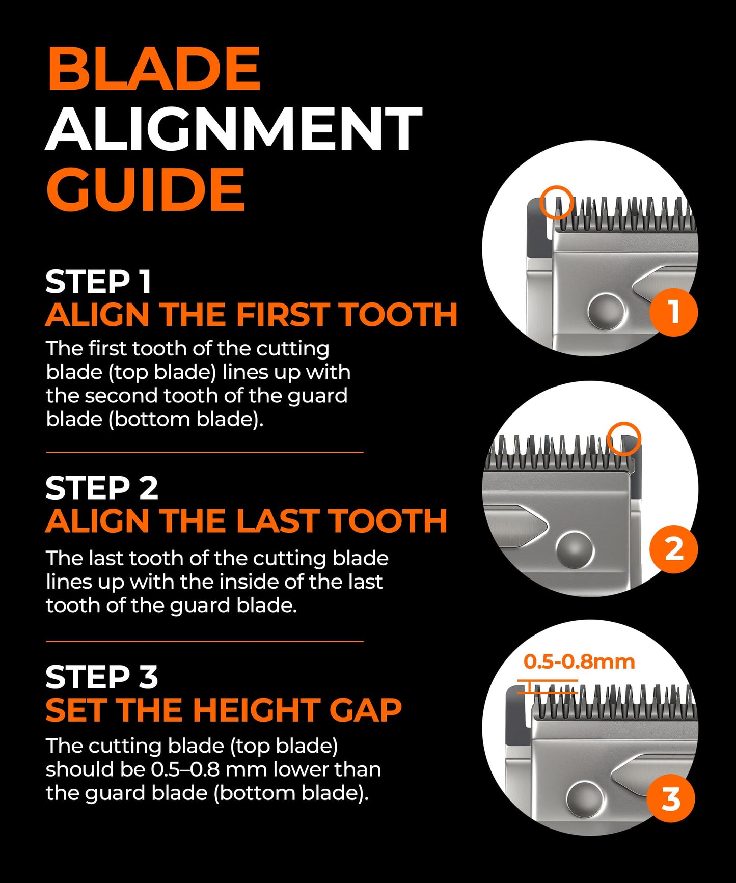 Professional 3-Hole Adjustable Clipper Blade Replacement Compatible with Wahl Designer, Senior, Cordless Designer, Pilot & Sterling Clippers, 1–3 mm Fade Blade