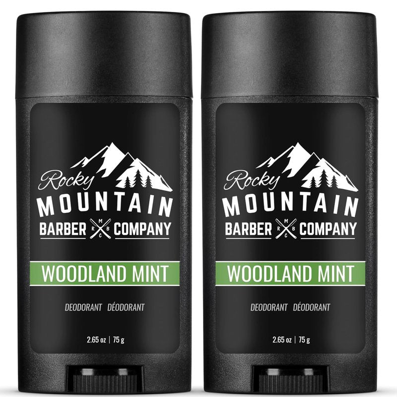 Natural Deodorant for Men - Aluminum-Free, Plant-Based Formula with Peppermint Oil | Woodland Mint Scent, 2.65 oz Each