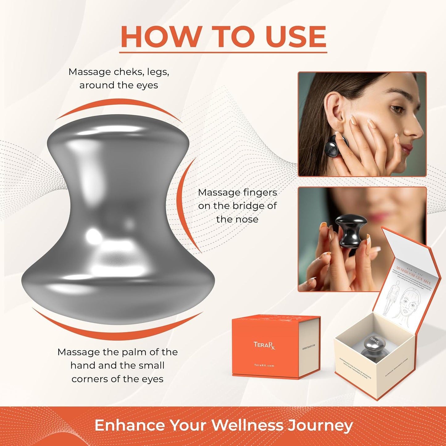Terahertz Gua Sha Facial Tool Set - Enhance Lymphatic Drainage & Sculpting | Includes Gua Sha & Mushroom Tool