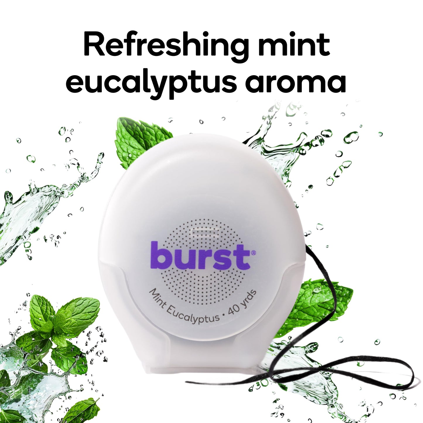 BURST Expanding Dental Floss (Mint Eucalyptus/40 Yards) | Stain Absorbing