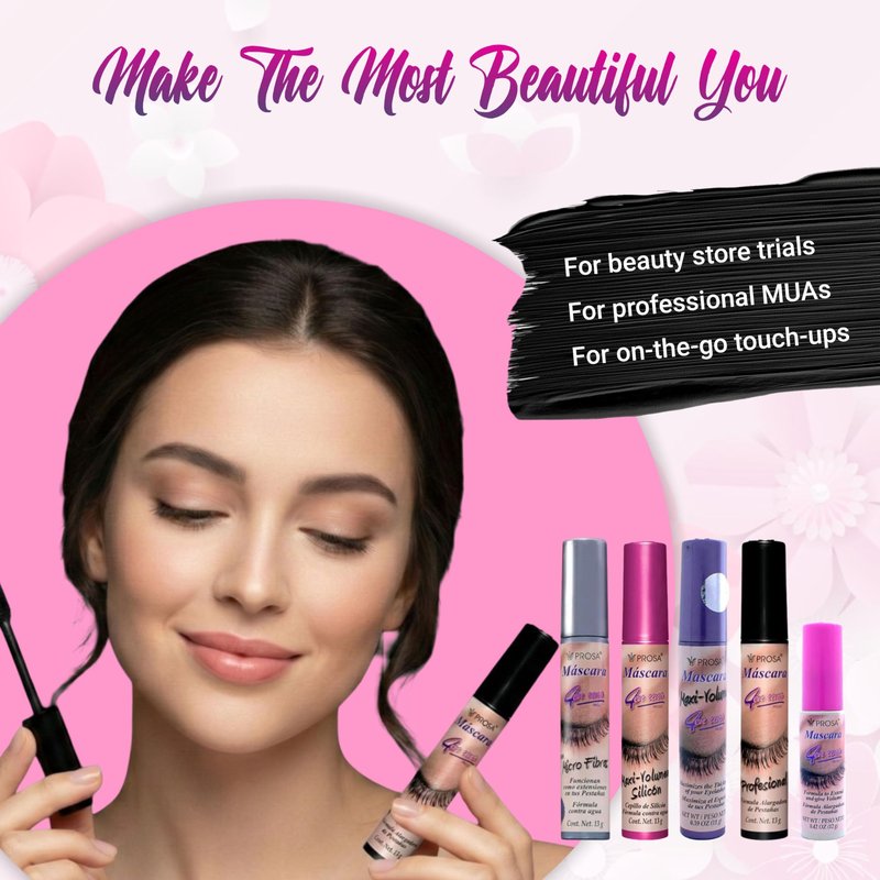 Prosa Mascara Professional Collection for Amplified Volume Complete Lash Length Deep Ebony Shade and Enduring All-Day Glamour Pack of 5