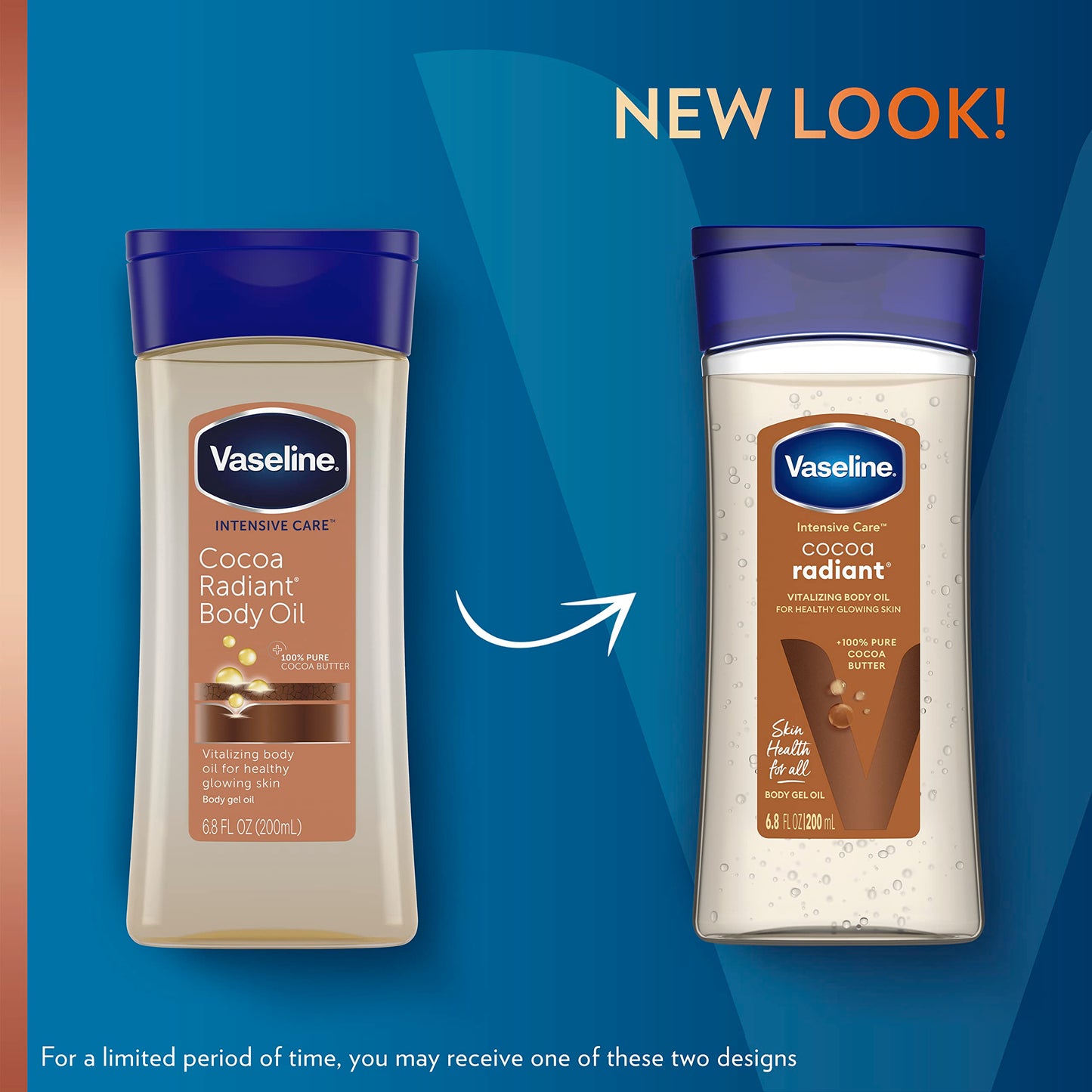 Vaseline Intensive Care Cocoa Radiant For Glowing Skin 3 Count Body Gel Oil Body Oil & Illuminate Me Shimmering Body Oil Created for Melanin Rich Skin