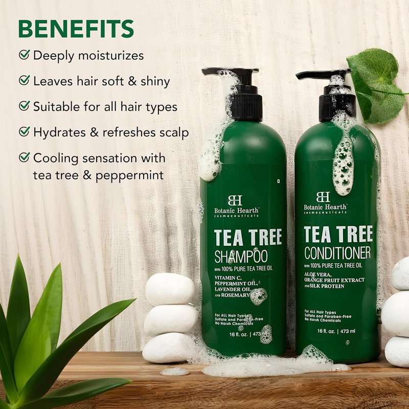 Tea Tree Shampoo and Conditioner Set - 100% Pure Tea Tree Oil for Itchy, Dry Scalp | 16 Fl Oz Each