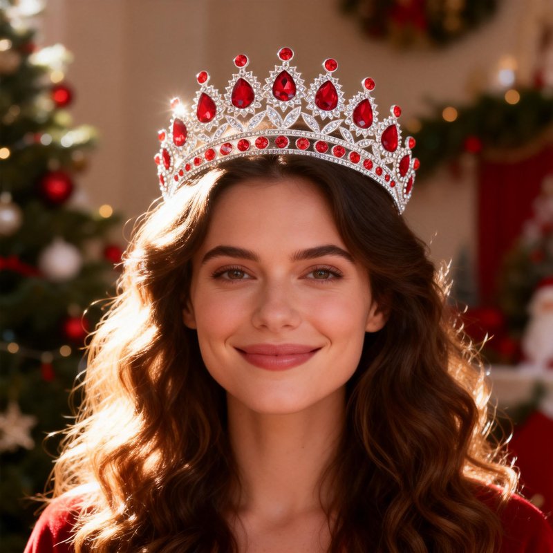 Kamirola Tiaras Princess Crowns for Women Crystal Headbands for Bridal, Princess for Wedding and Party(TR21) (Silver & Red)