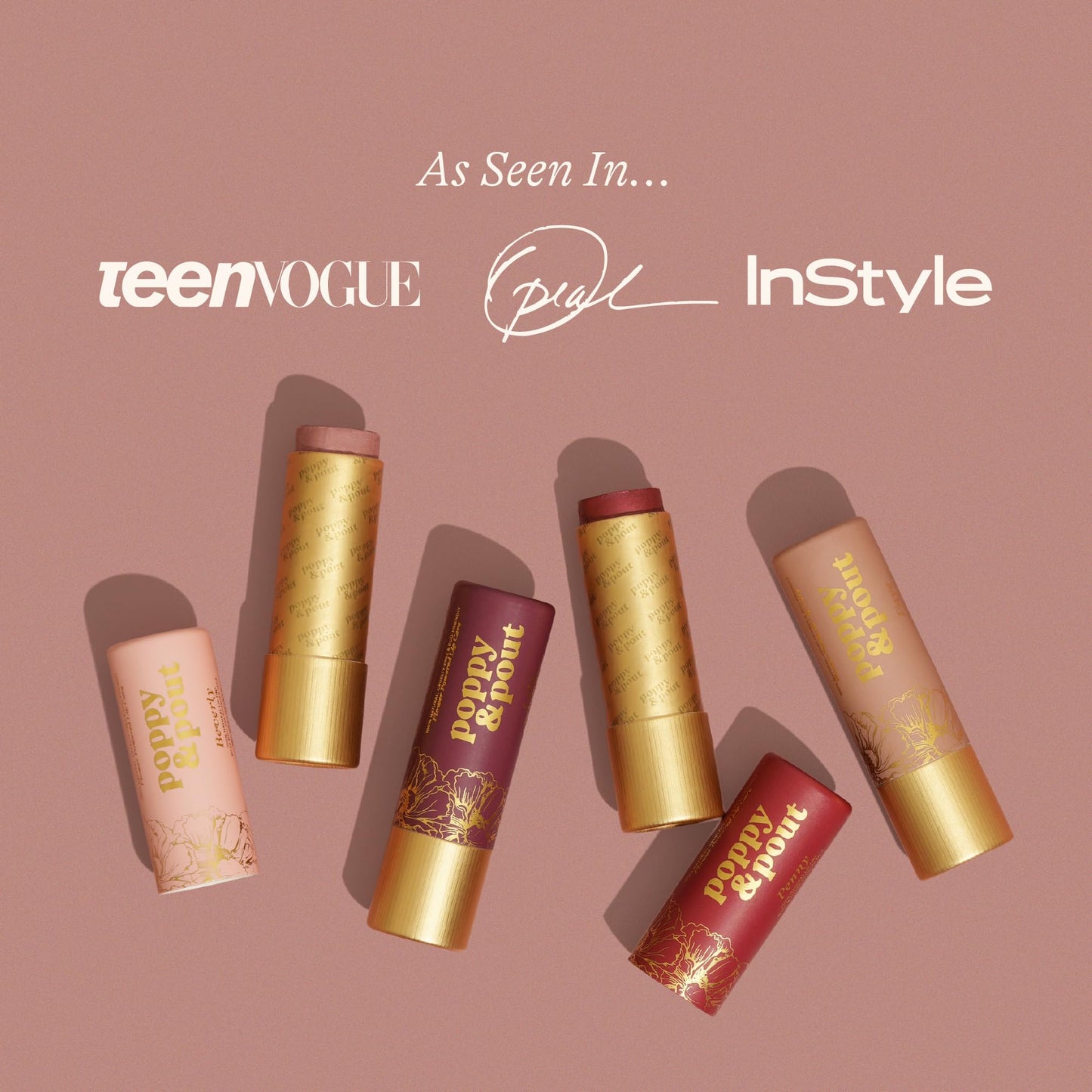 Poppy & Pout All Natural Lip Tint, Cardboard Tube, Hand-Filled, Beeswax, Vitamin E, Coconut Oil, Cruelty Free, All-Natural Shades (Faye)