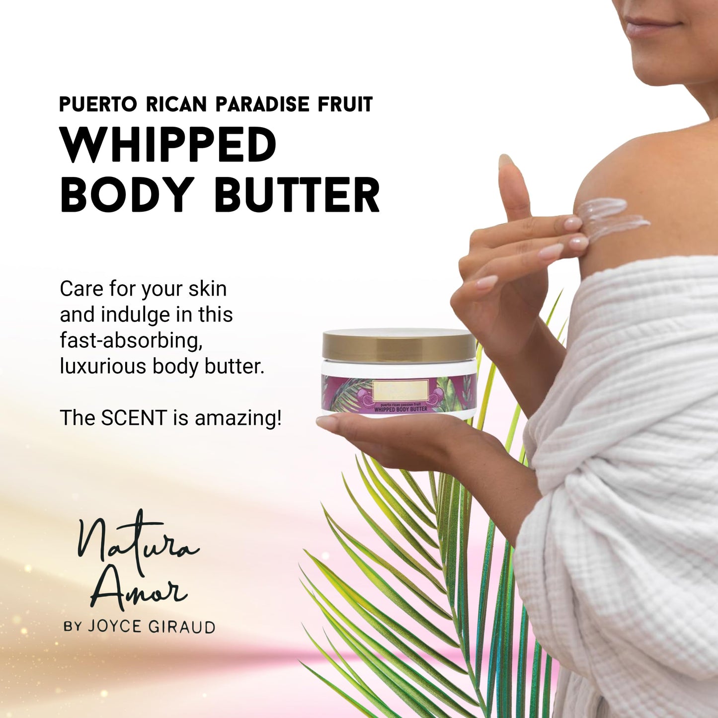 Joyce Giraud Natura Amor Whipped Body Butter, Puerto Rican Passion Fruit, Extra Creamy, Ultra Hydrating, Non-Greasy, 8 Oz