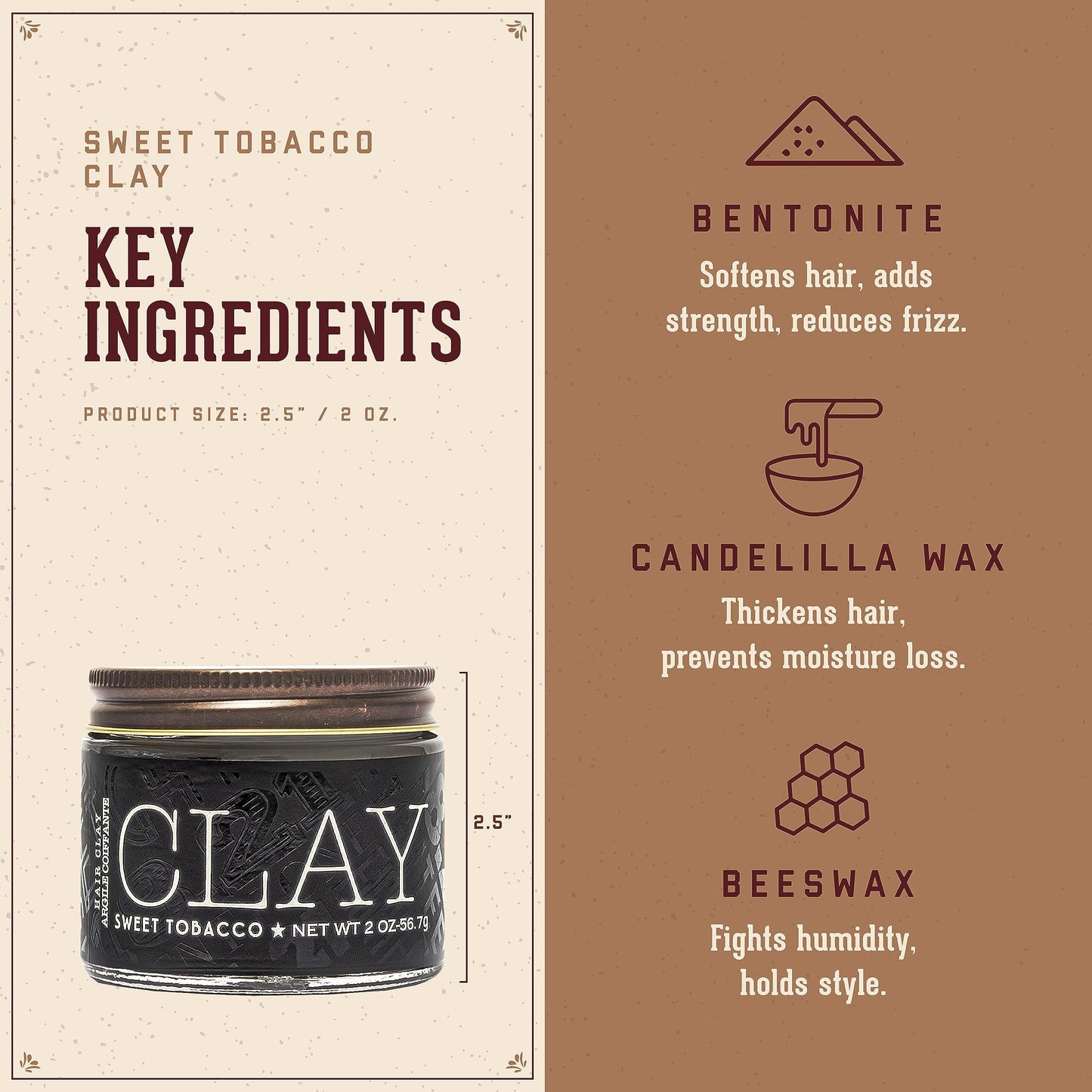 18.21 Man Made Hair Styling Product,2oz. Original Sweet Tobacco Scent in Clay with Matte Finish,(Pack of 2)