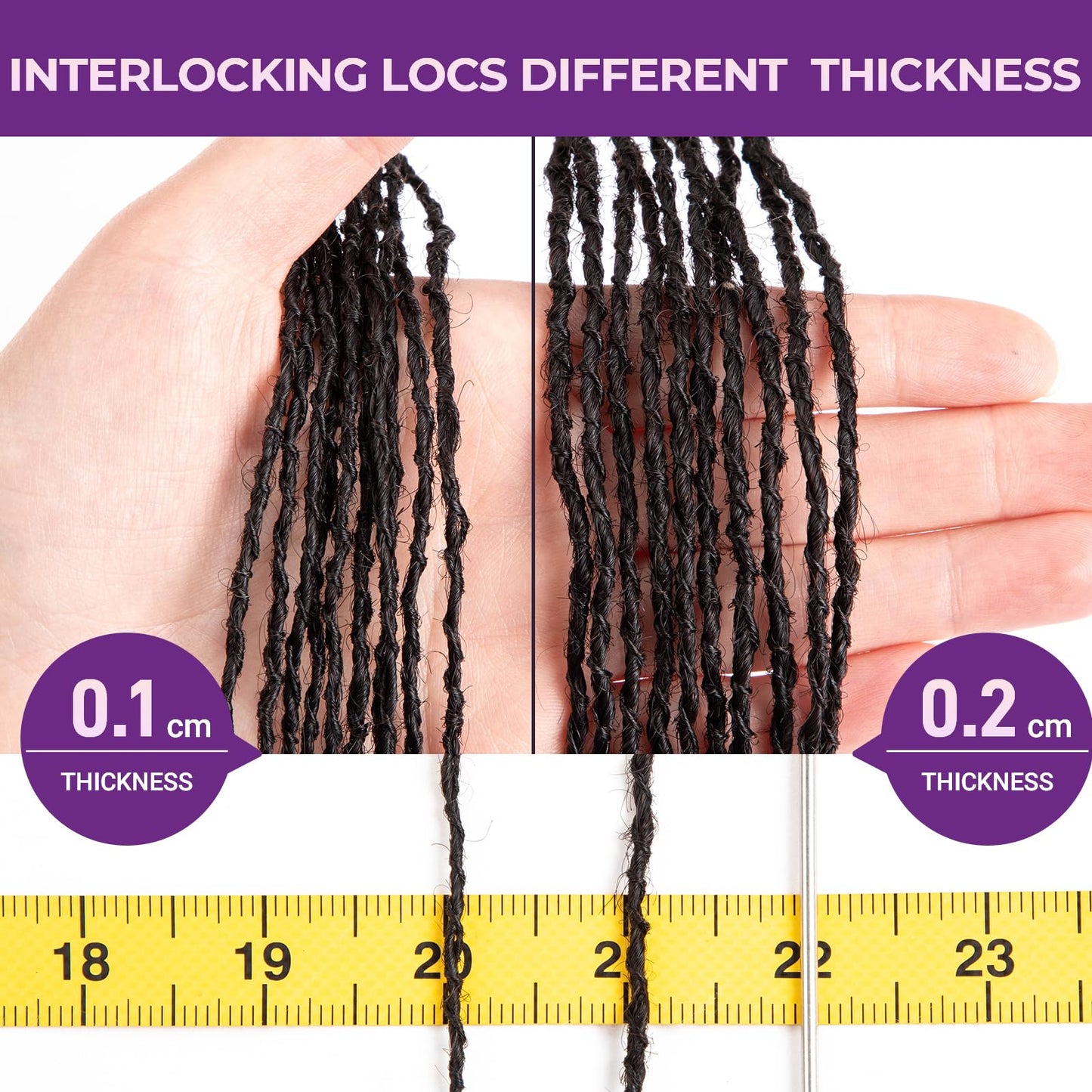 8-12 Inch Sister locks Human Hair Handmade Interlock Locs Curly Tips Sister Loc Real Human Hair Microlocs Extensions Permanent Dreadlock Extensions Natural Soft Looking (0.1cm,10 Inch-10 Strands)