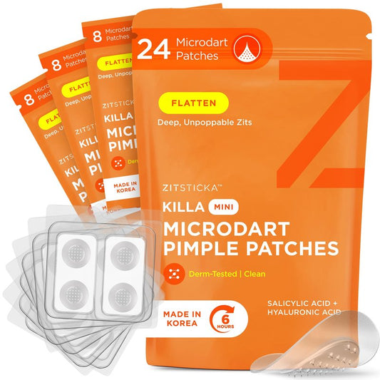 ZitSticka Killa Microdart Pimple Patches for Face - Most Potent Pimple Patch with Fast-Acting Microdarts - For Deep, Early-Stage Zits with Salicylic Acid - Mini 24 Count