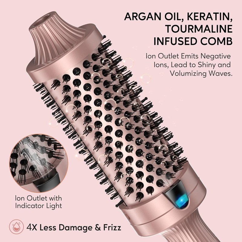 Terviiix Thermal Brush - 1.77 Inch Double MCH Ceramic Hot Brush | Ionic 2-in-1 Curling Wand with Digital Display & 9 Temperatures for Long Hair