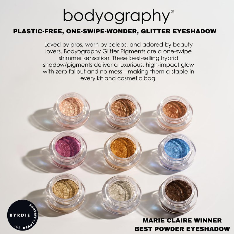 Bodyography Glitter Pigment Eye Shadow | Long Wear Shimmer Eyeshadow | Vegan, Talc & Paraben Free | Cream Powder Formula | Sparkler (Peach Gold) 1.5 g