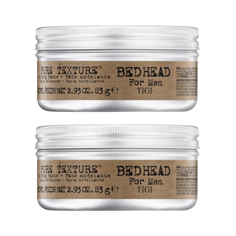 TIGI Bed Head for Men Pure Texture Hair Molding Paste - Use for Texture & Separation - Versatile Cream-to-Paste Fusion - For Men's Hairstyles - Use on Damp & Dry Hair - 2.93 oz (2 Pack)