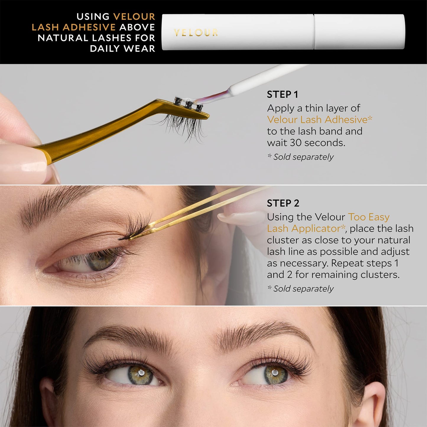 Velour Xtensions Eyelash Refills - False, Individual Vegan Lash Extensions - Lightweight, Fluffy, Reusable, Handmade Lashes - Wear up to 3 Weeks, Lash Clusters, Soft and Comfortable, All Eye Shapes