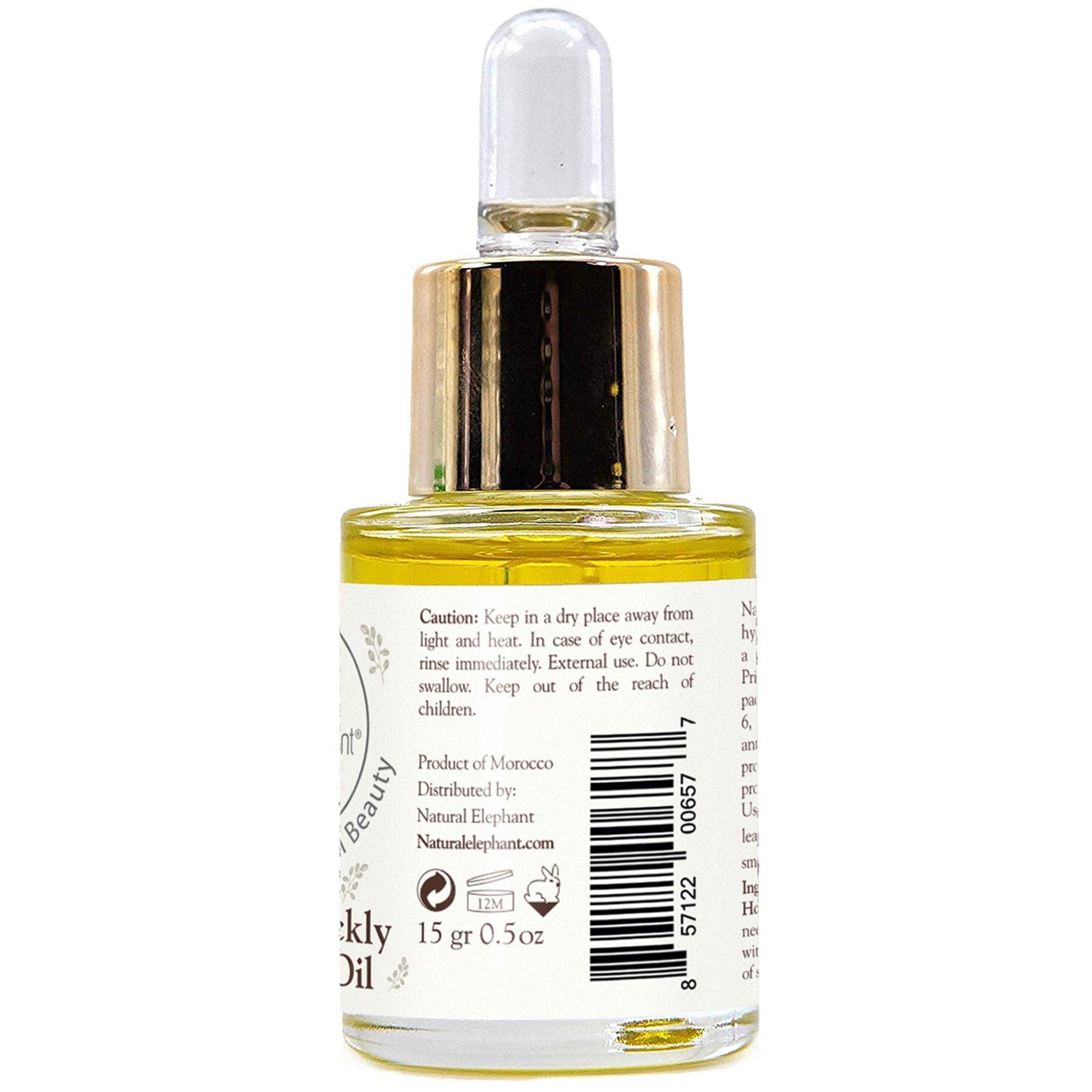 Natural Elephant USDA Certified Organic Prickly Pear Seed Oil, Cold-Pressed, 0.5 fl oz (15g) - Rich in Antioxidants & Essential Fatty Acids