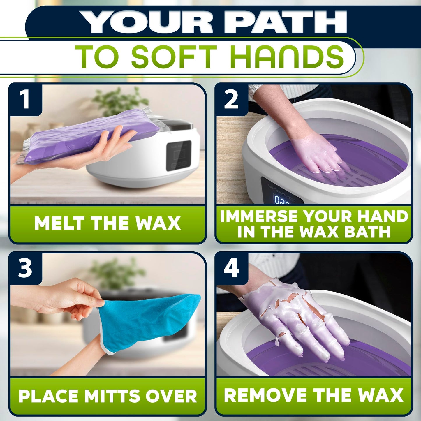 Paraffin Wax Machine for Hand and Feet – Full Set Hand Wax Paraffin Machine 3400ml – Fast Heating, Keep Warm, Adjustable Temperature (Two Modes) for Moisturizing Spa | Soft and Smooth Skin at Home