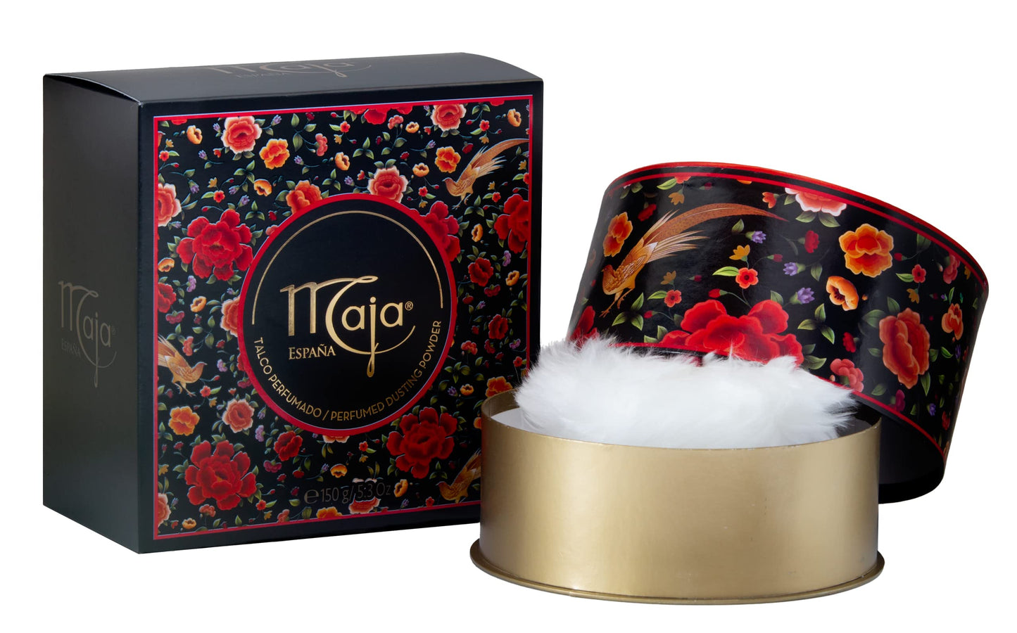 Maja Talcum Powder, Keeps Skin Dry and Fresh, White, 5.3 Oz, Box & Maja Extreme Moisture Body Lotion, Perfumed for Extra Dry Skin, with Almond Oil and Vitamin E, 2-Pack of 13.5 FL Oz each, 2 Bottles