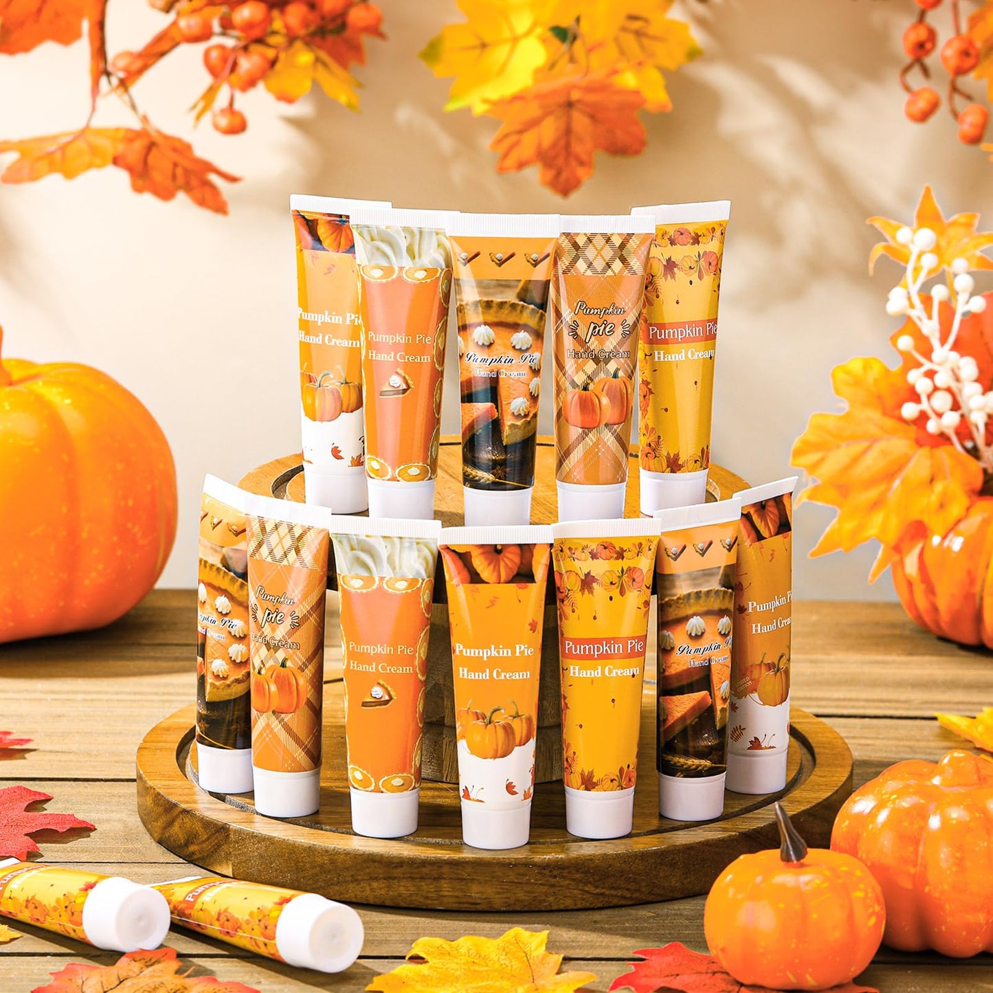 Loopeer 25 Pcs Fall Pumpkin Lotion Bulk Thanksgiving Hand Cream Gifts Pie Spice Lotion Flavor Hand Cream Favors Bulk 30ml Mini Travel Size Autumn Thanksgiving Party Supplies