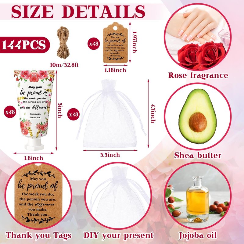 Dansib 48 Sets Employee Appreciation Gifts Thank You Team Gifts Hand Mini Lotion Bulk Inspirational Travel Size Hand Cream for Employee Staff Coworker Team Teacher Party Favors(Floral)