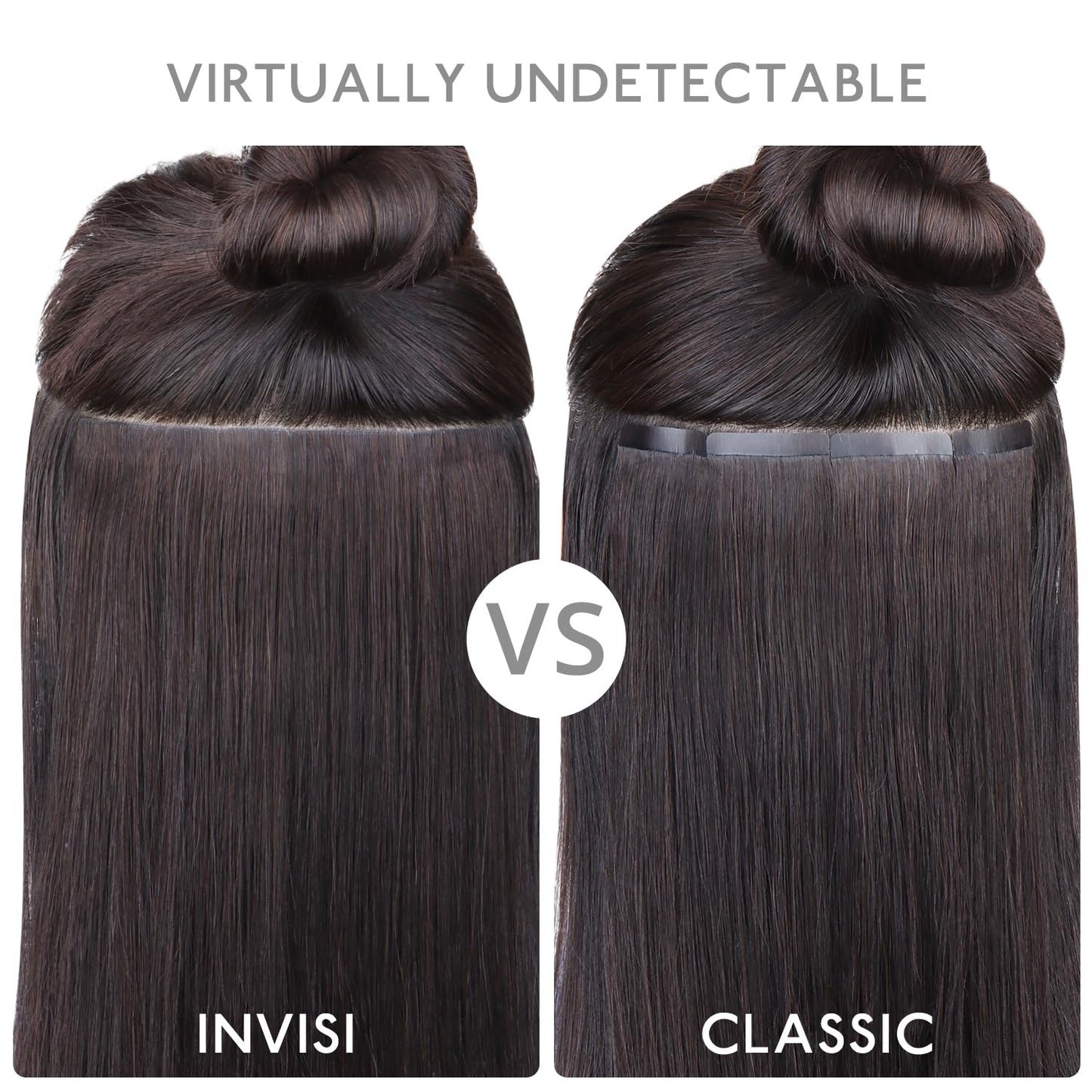 WENNALIFE Invisi Edge Tape in Hair Extensions Human Hair, 22 Inch 30g 10pcs Dark Brown Invisible Luxury Remy Hair Extensions Natural Seamless Injected Tape Ins Straight Extensiones De Cabello Humano