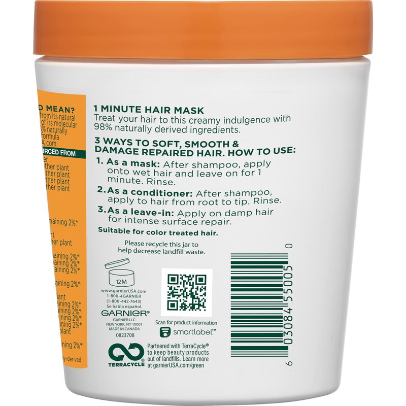 Garnier Fructis Style Damage Repairing Treat 1 Minute Hair Mask with Papaya Extract for Shine and Scalp Health, 13.5 Fl Oz (Pack of 1)