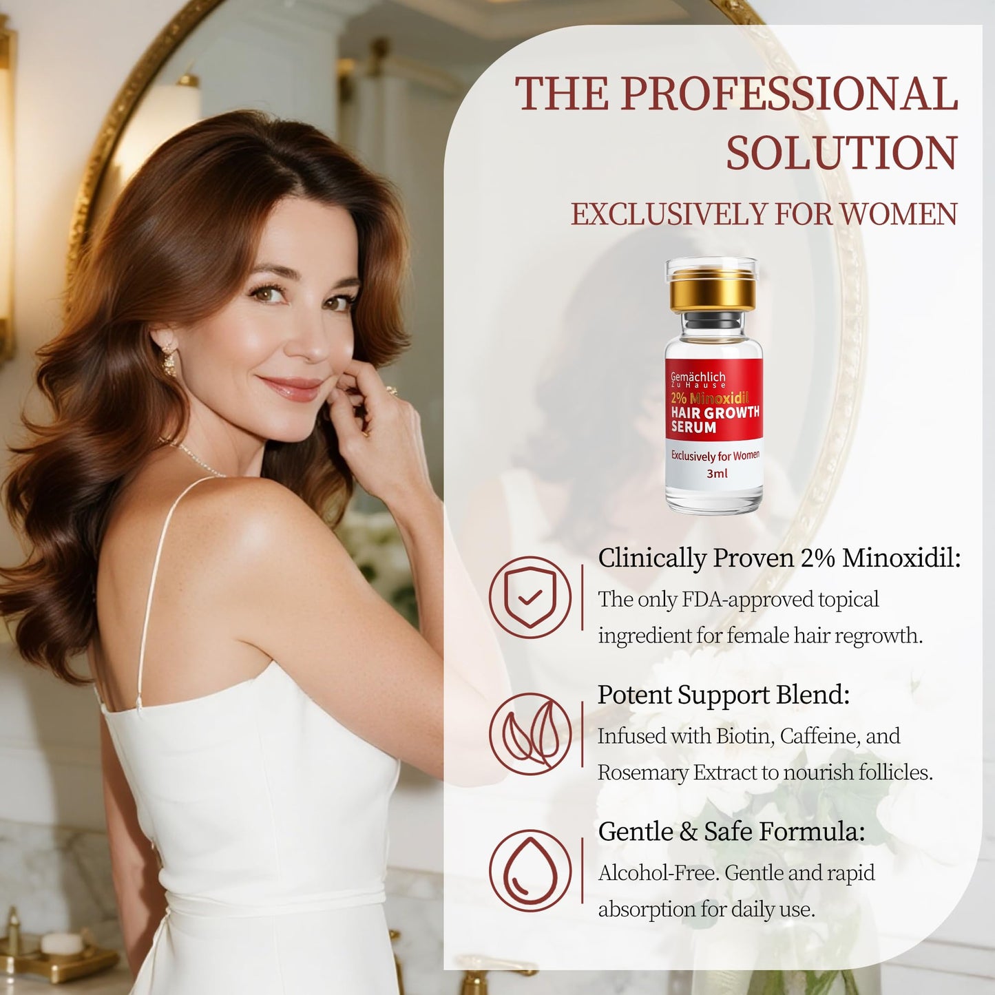 Minoxidil for Women Hair Growth with Biotin, Extra Strength Topical Minoxidil Serum Solution with Rosemary for Hair Regrowth Treatments, Non-Greasy, Helps Prevent Hair Thinning & Hair Loss