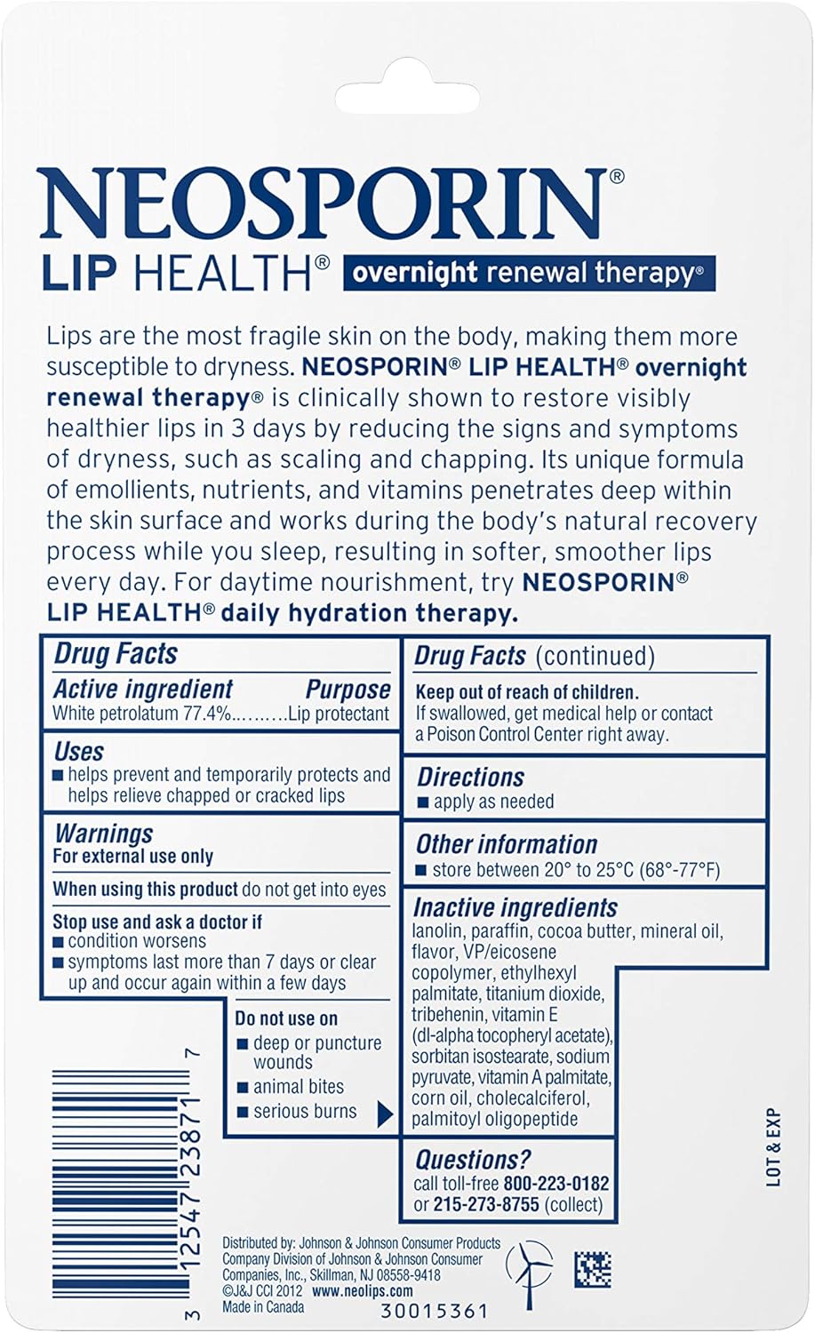 Neosporin Lip Health Overnight Renewal Therapy - 5 Count | Moisturizing Lip Treatment