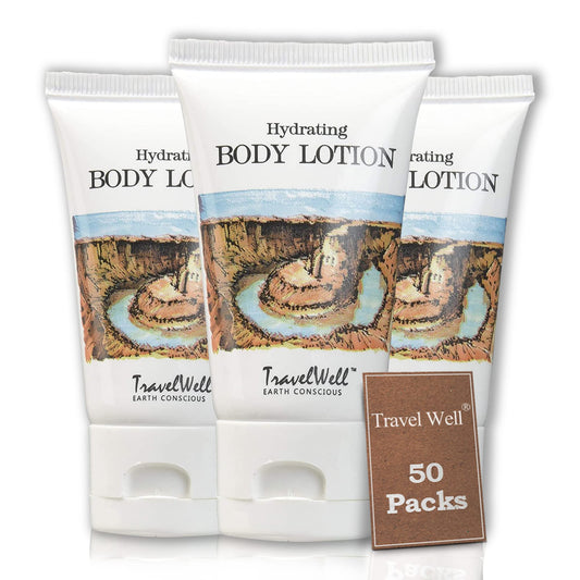 Travelwell Travel Size Lotion - Unscented Hydration & Travel Size Toiletries - Cruelty-Free & Individually Wrapped Lotion - Bulk Hospitality Supplies - 1 fl oz Tubes, Pack of 50