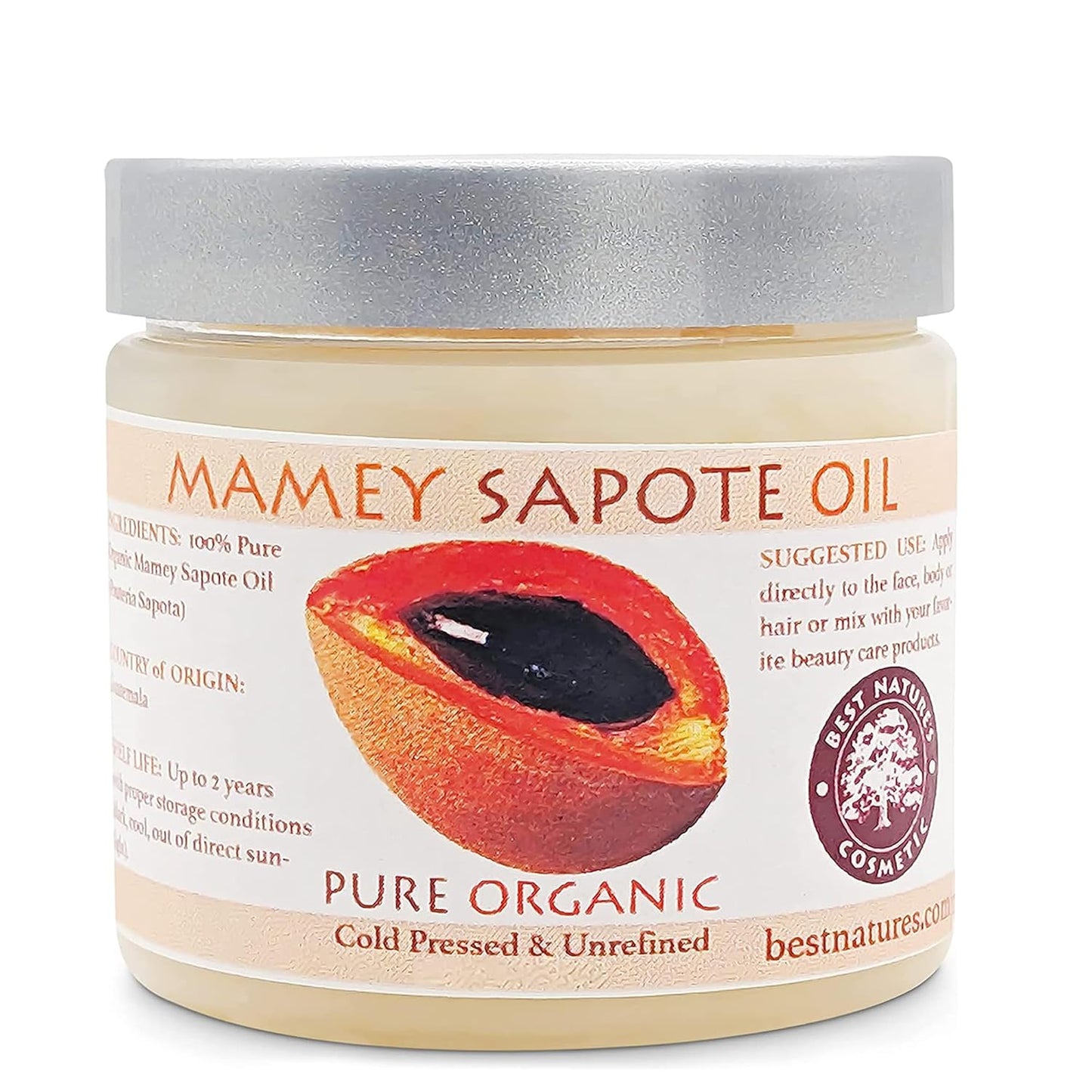 Nature's Cosmetics Mamey Sapote Oil - Organic Cold Pressed Hair & Skin Oil for Curly Hair | 5 fl oz / 150 ml