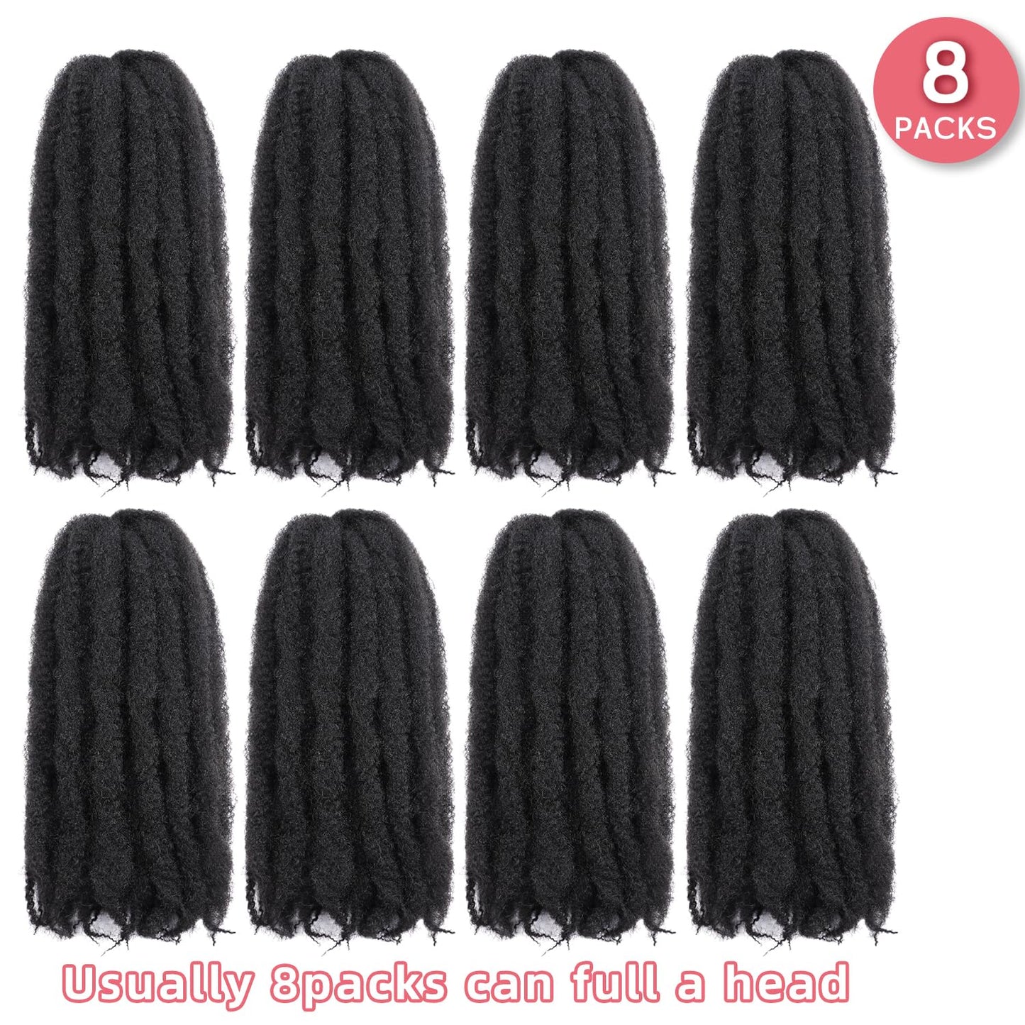 Marley Twist Braiding Hair-18Inch 8packs Cuban Twist Hair Soft Marley Hair for Black Women(1B, 18 Inch (Pack of 8))