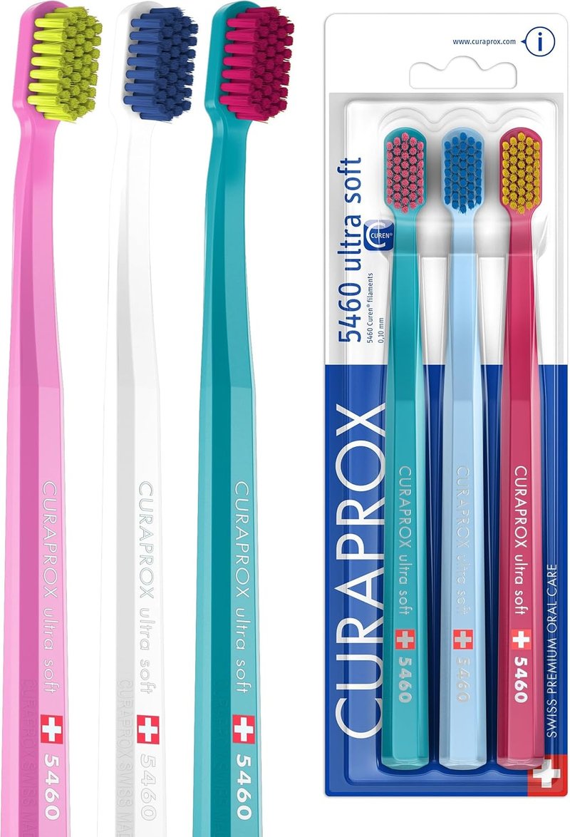 Curaprox CS 5460 Ultra-Soft Toothbrush - Gentle Care for Sensitive Teeth & Gums | 3-Pack | Random Colors
