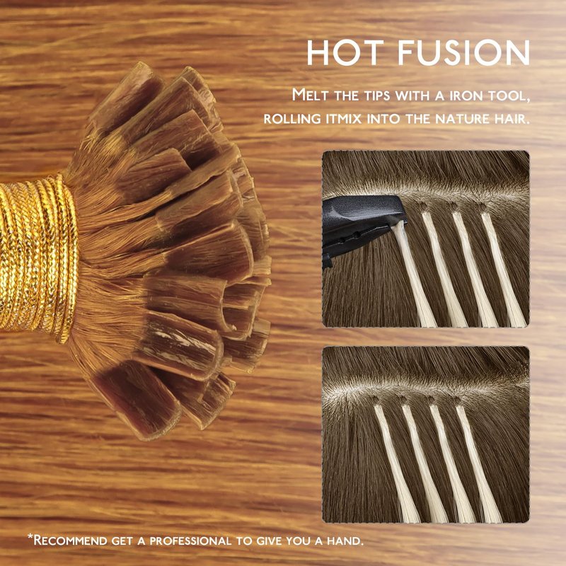 WENNALIFE U Tip Hair Extensions Real Human Hair, 50g 50s 16 Inch Auburn Ginger Remy Hair K Tip Invisible Straight Keratin Bond Hot Fusion Hair