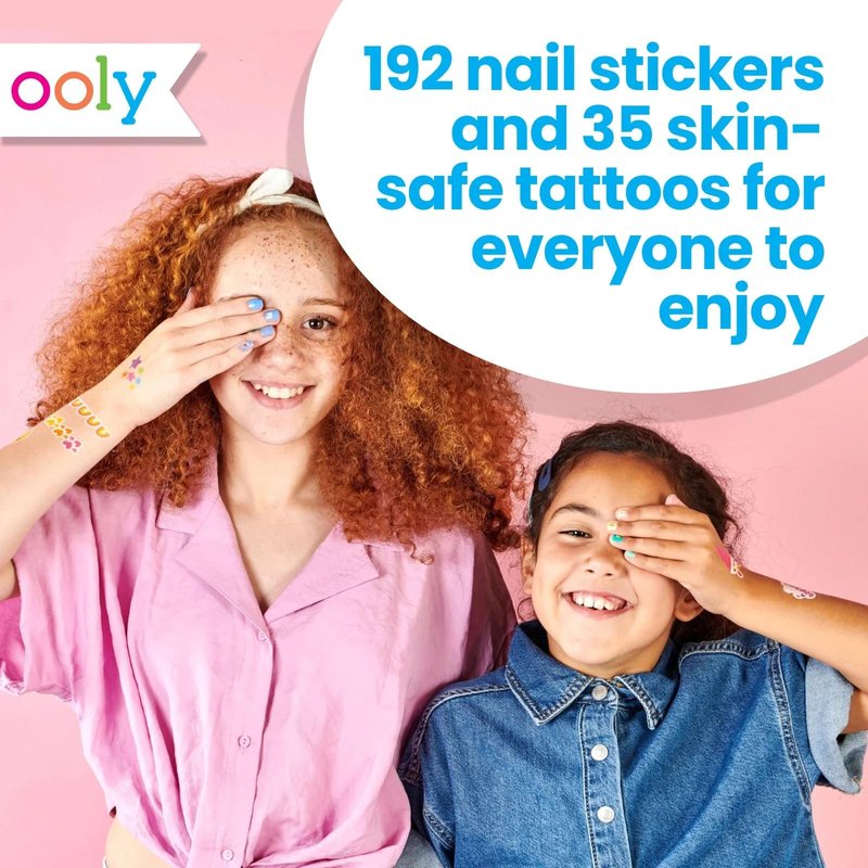 Ooly Set of 35 Unicorn & Rainbow Temporary Tattoos and 192 Nail Stickers for Kids, Non-Toxic, Safe Kids Tattoos, Party Favors, Goodie Bag Stuffers, Birthday Decorations for Girls Ages +3