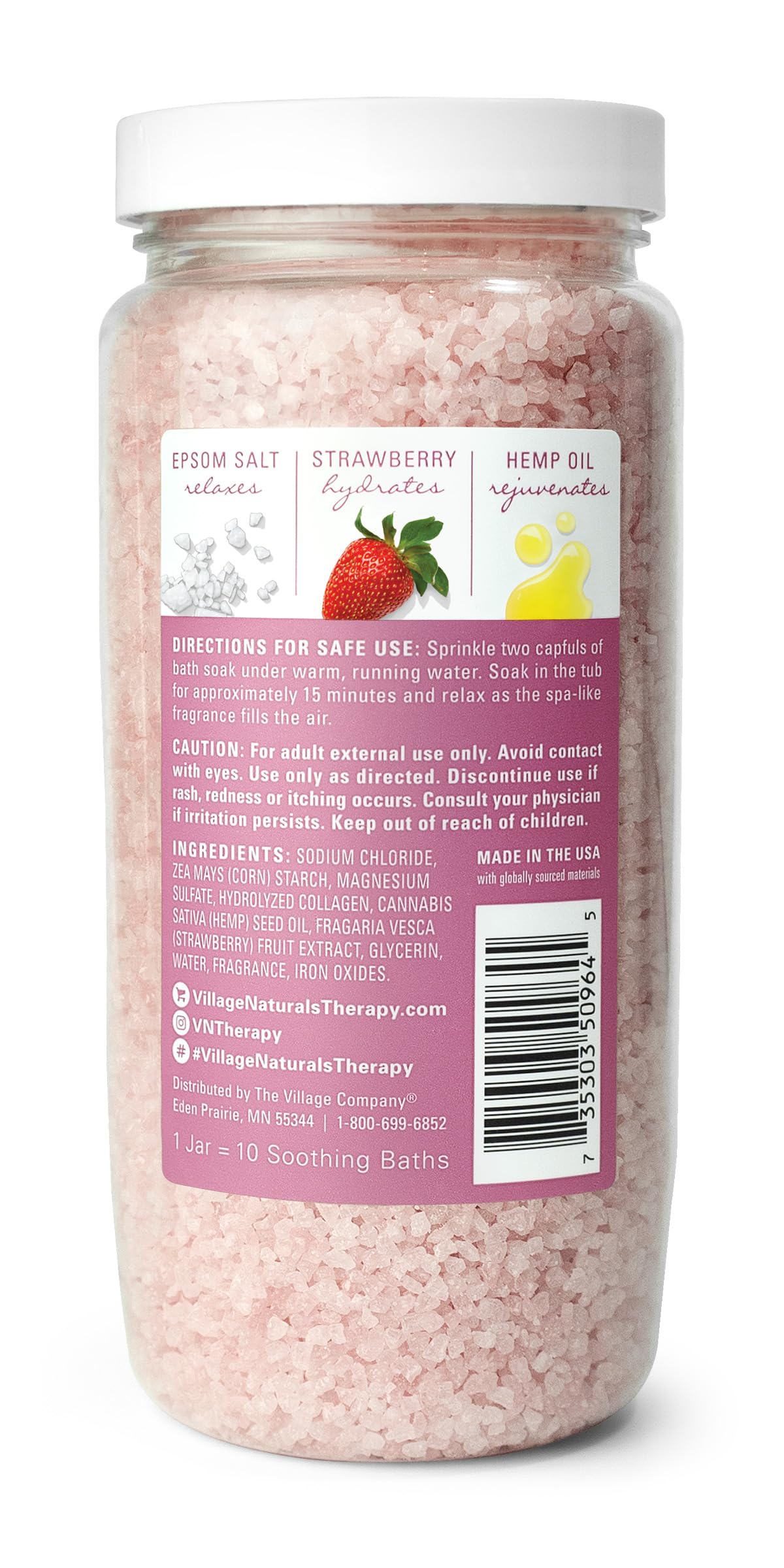 Village Naturals Therapy Glow Concentrated Mineral Bath Soak, Moroccan Melody Scent, 20 oz, Pack of 4