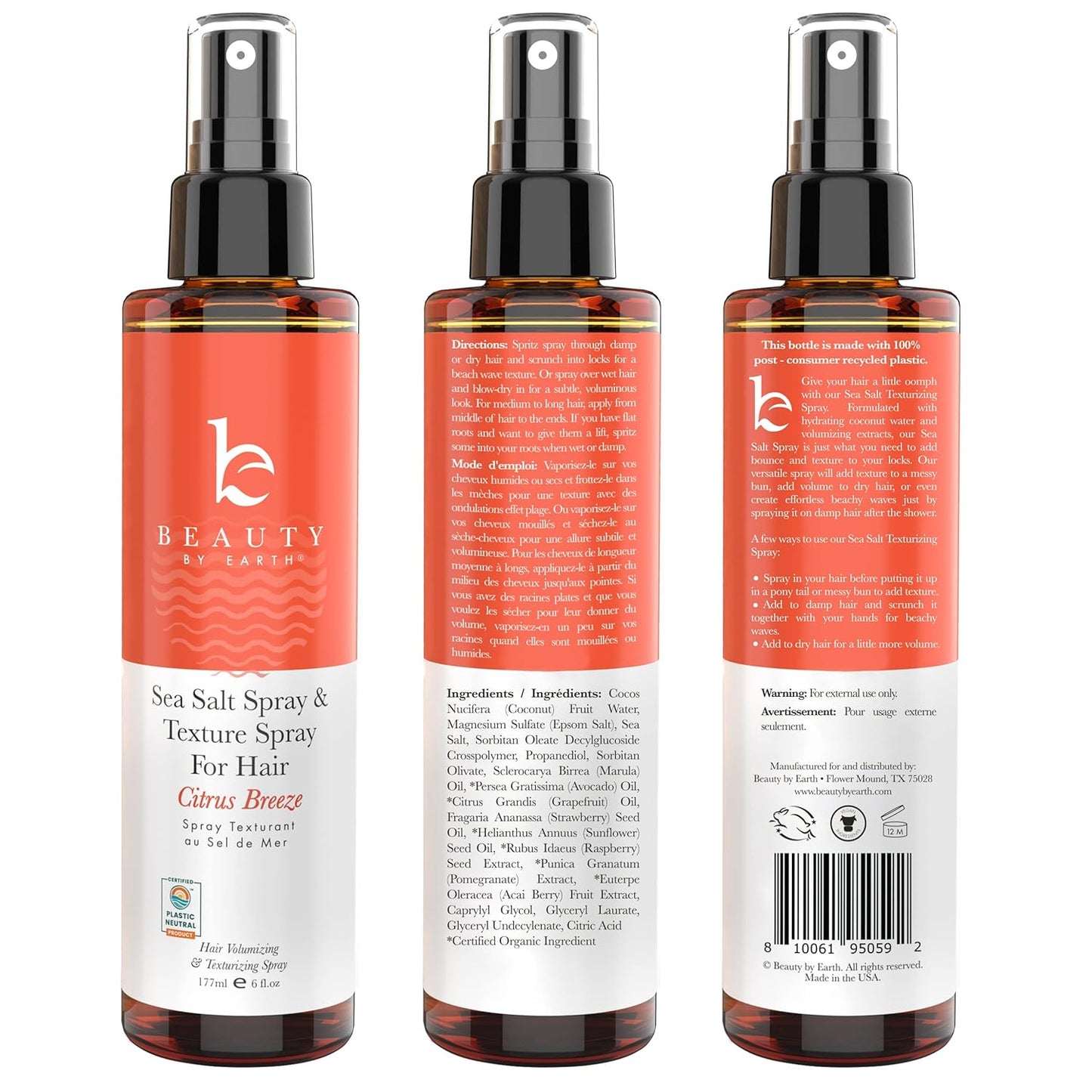 Sea Salt Spray for Beach Waves - Aloe-Infused Texture & Volume Spray for All Hair Types | 6oz, Ocean Waves Scent