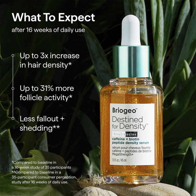 Briogeo Destined for Density Caffeine + Biotin Peptide Density Serum | Increases Hair Thickness & Volume for Fine or Thinning Hair | Fast-Absorbing & Non-Greasy | Fragrance-Free | Vegan & Cruelty-Free