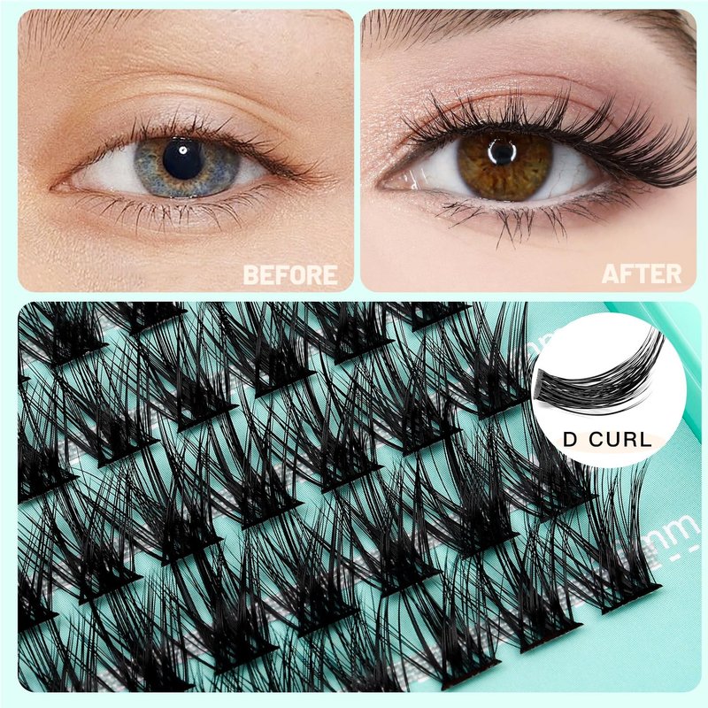 Bodermincer Eyelash Clusters - D Curl False Lashes in Mixed Lengths 10-12-14mm | Natural Look
