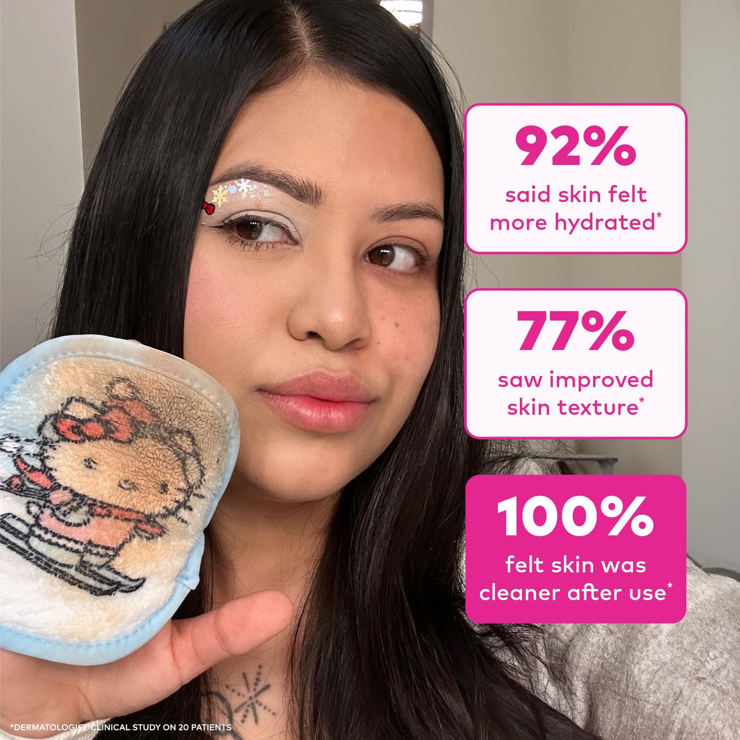 The Original MakeUp Eraser 7-Day Set, Erase All Makeup With Just Water, Including Waterproof Mascara, Eyeliner, Foundation, Lipstick, Sunscreen, and More! Hello Kitty Skiing, 7ct