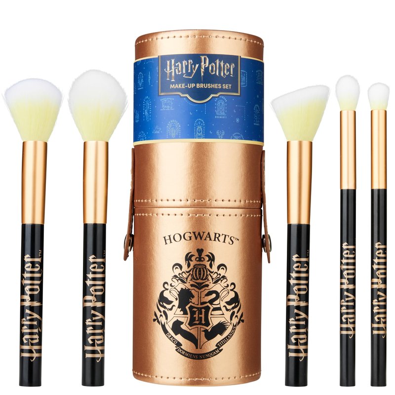 Harry Potter Gifts Makeup Brushes Set for Women, Teens, 5 Piece Makeup Brush Set with Travel Case for Eyeshadow Blush Contour Beauty