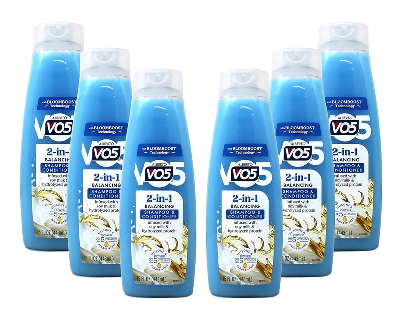 Alberto VO5 2-in-1 Moisturizing Shampoo & Conditioner - Softens & Shines | 12.5 Oz Bottles, 6 Pack