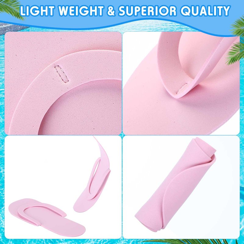 JenPen 60 Pairs Disposable Pedicure Slippers Foam Spa Pedi Flip Flops Bulk Foldable Pedicure Slippers Sandals Shoes for Guest Women Men Salon Spa Hotel Shower Foot Nail Party Supplies(Pink)