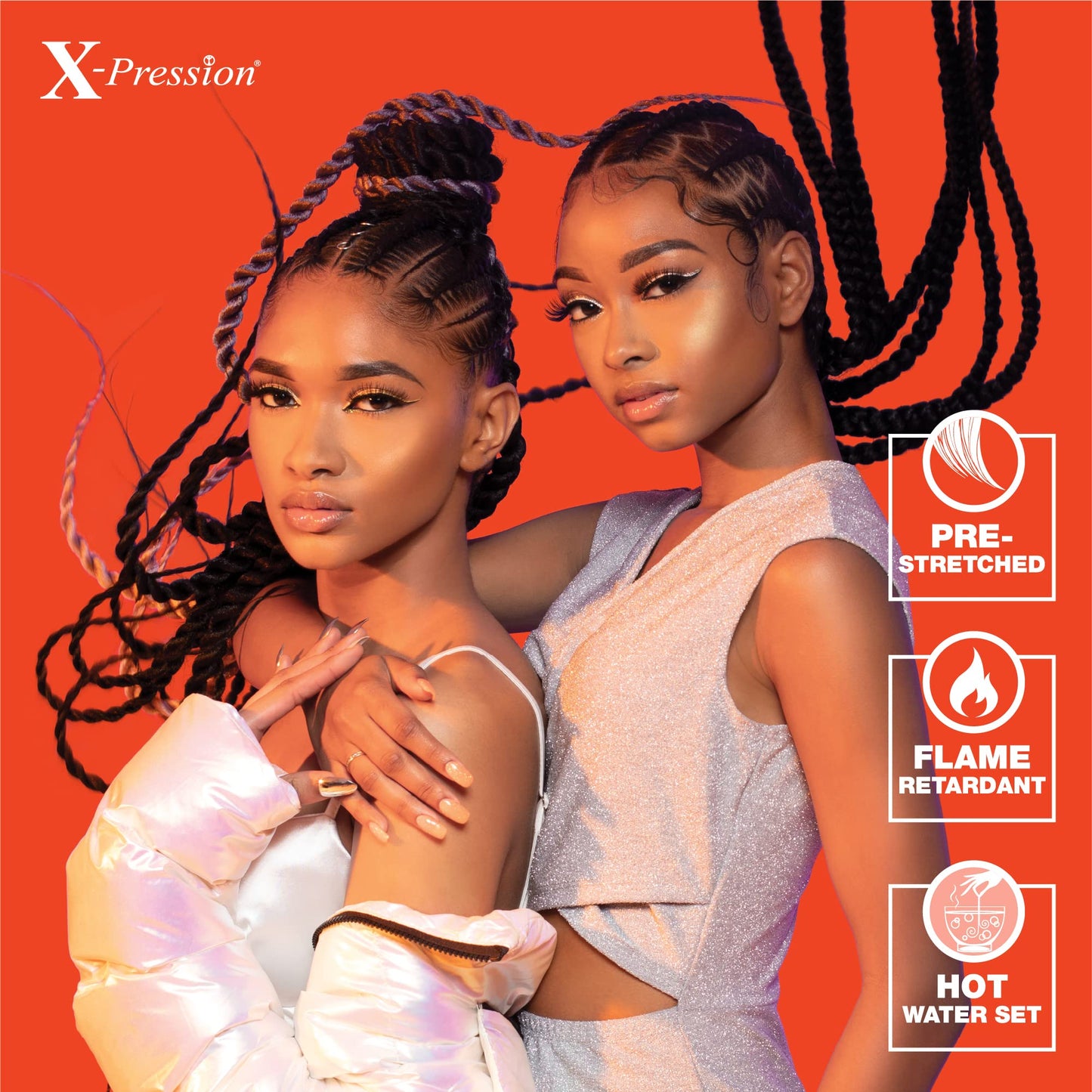 Sensationnel X-pression prestretched braiding hair - 2x braid 48 inch all kanekalon flame retardant synthetic braid for box braids and twists (4 pack, 1B OFFBLACK)