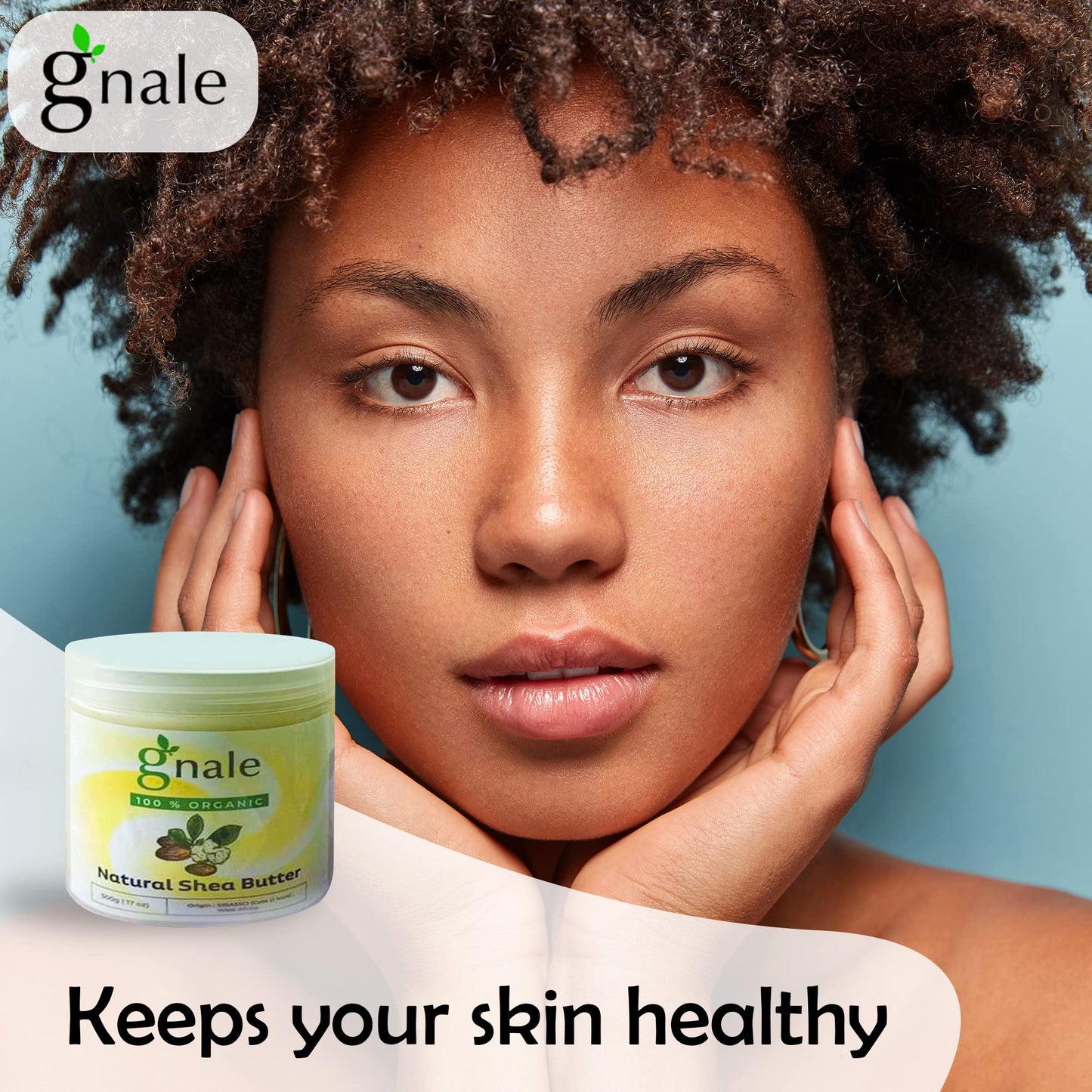 gnale Shea Butter Jar African Shea Butter Raw Organic. Body Butter Skin Moisturizer for Face Skin and Hair, Pure Raw Shea Butter for DIY Lotion, Oil, Cream, Soap