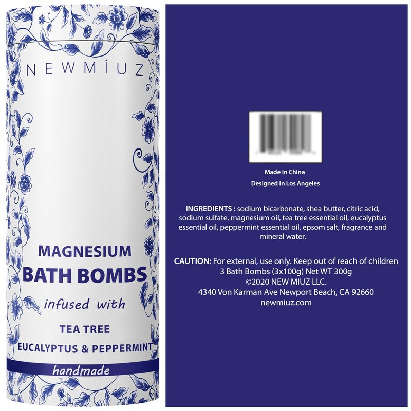 Magnesium Bubble Bath Bombs Long Lasting Foaming Sore Muscles Recovery Tea Tree Relaxing Stress Relief Calming Self Care Spa Gift for Birthday Christmas