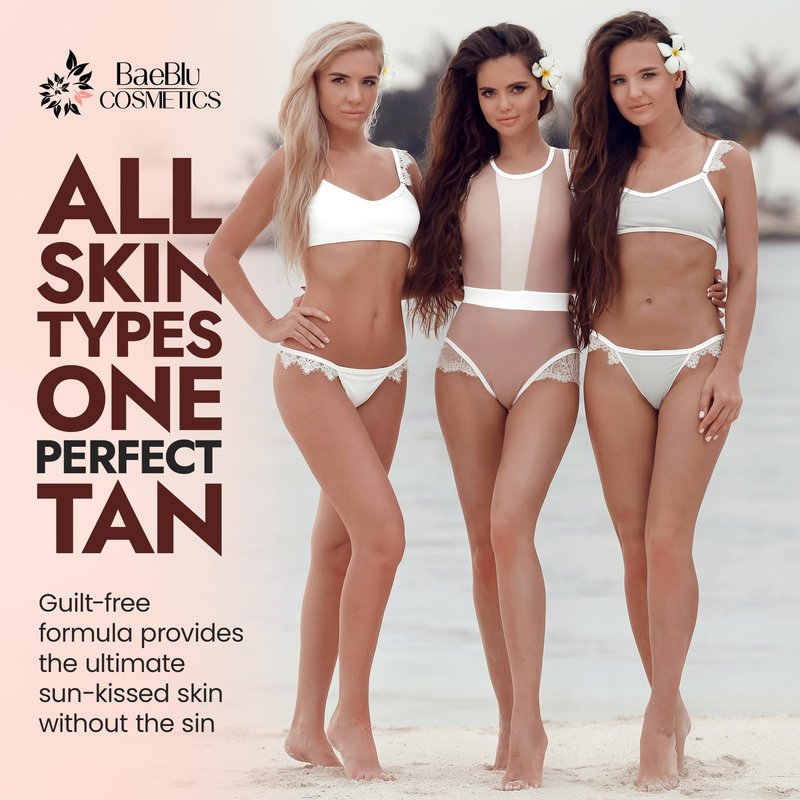 BaeBlu - Sinless Tahitian Self Tan Lotion - Sunless Tanning Lotion with Hydrating Monoi de Tahiti & Coconut Oils for Streak-Free, Golden Tan - No Orange, No Synthetic Fragrance - Vegan & Cruelty-Free