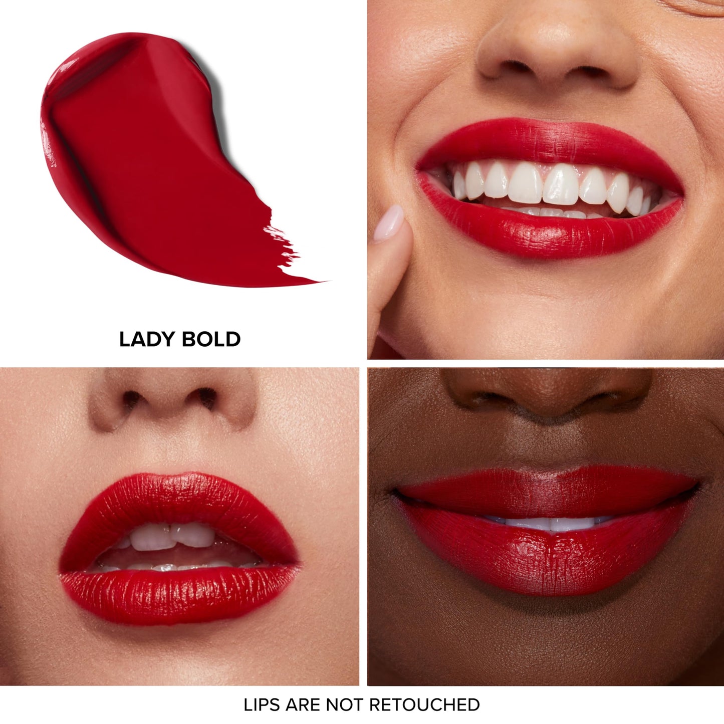 Too Faced Lady Bold Cream Lipstick | Creamy, High-Impact Color, Lightweight, Vegan + Cruelty Free, 0.11 Ounce, Lady Bold